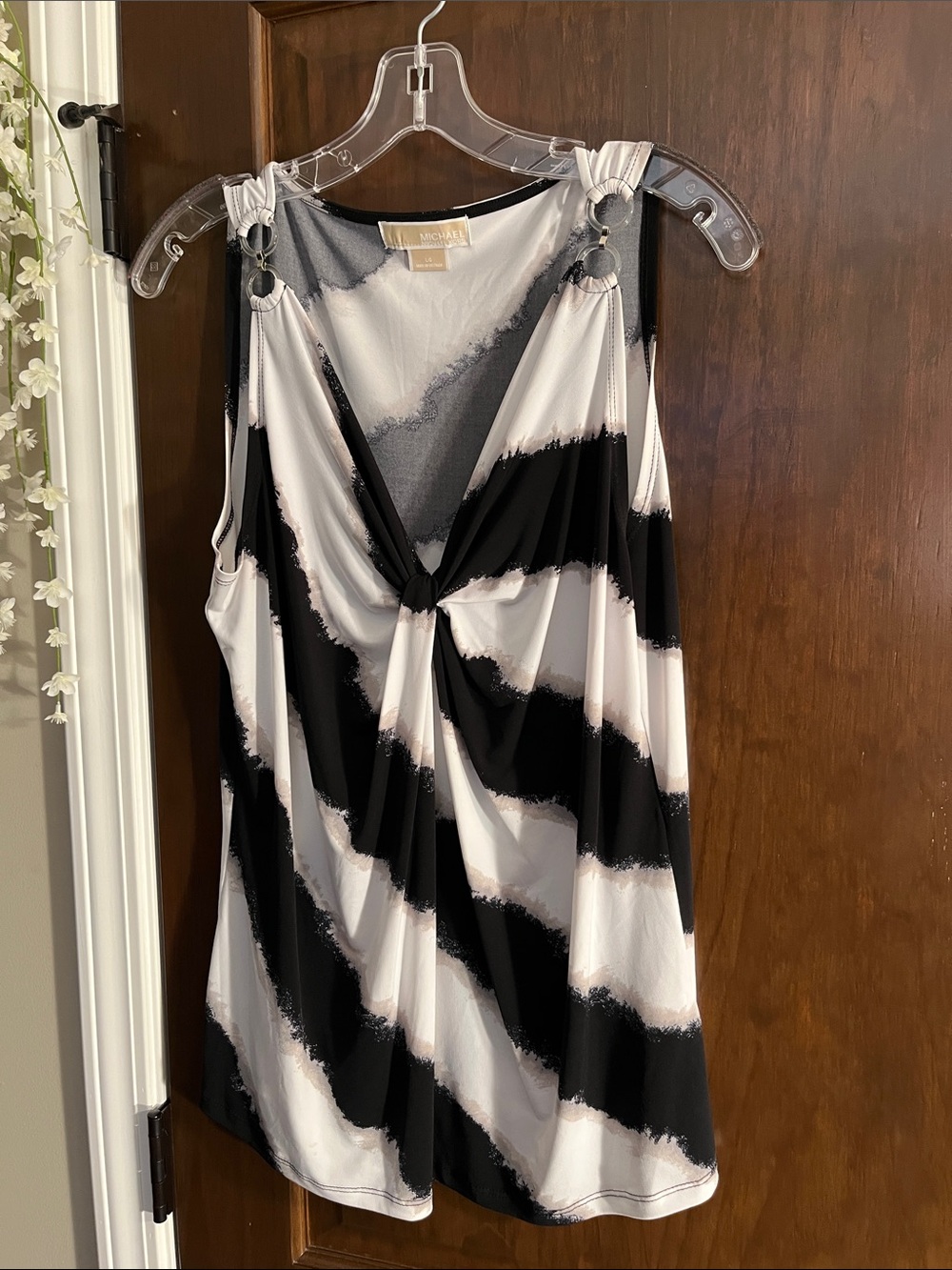 Michael Kors Black & White Twist Front Tunic
